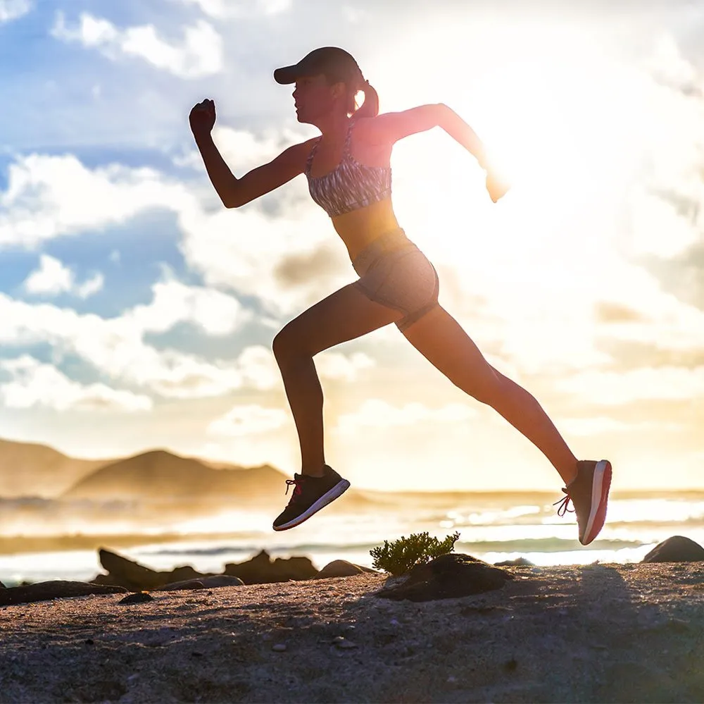 woman running on beach